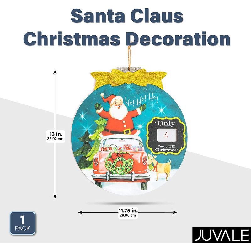 Santa Claus Countdown to Christmas, Hanging Holiday Decorations (11.75 x 13 in)