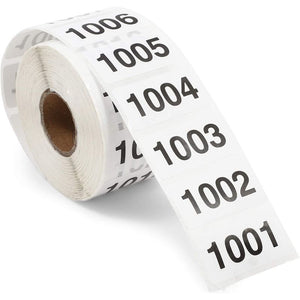 Live Show Number Stickers 1001 to 2000, Inventory Labels (1000 Pack)
