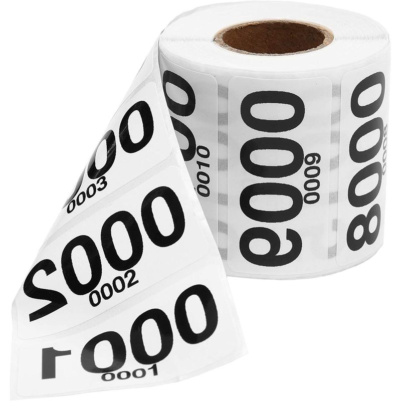 Reverse Number Stickers for Live Sale, Numbers 0001-0500 (2 x 1 in, 500 Pack)