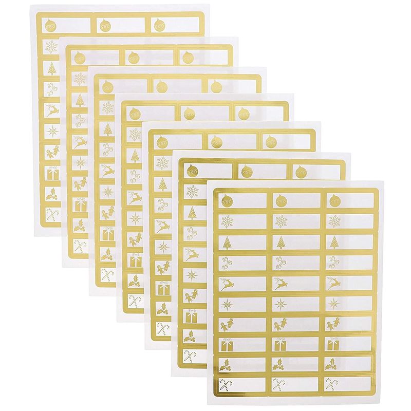 Christmas Printable Address Labels for Holiday Cards, Presents (Gold Foil, 210 Pack)