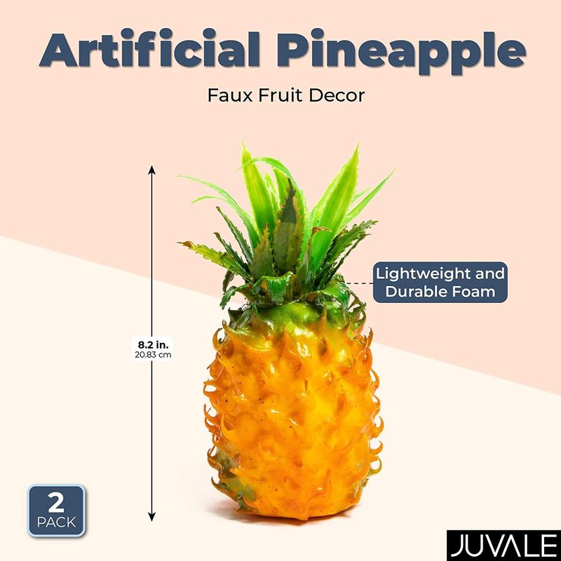 Juvale Artificial Pineapple, Faux Fruit Decor (8.2 in, 2 Pack)