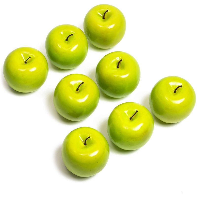 Juvale Artificial Green Apples, Faux Fruit Decor (2.7 in, 8 Pack)
