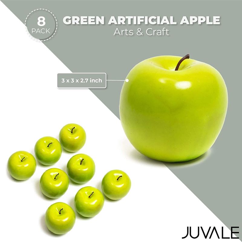 Juvale Artificial Green Apples, Faux Fruit Decor (2.7 in, 8 Pack)