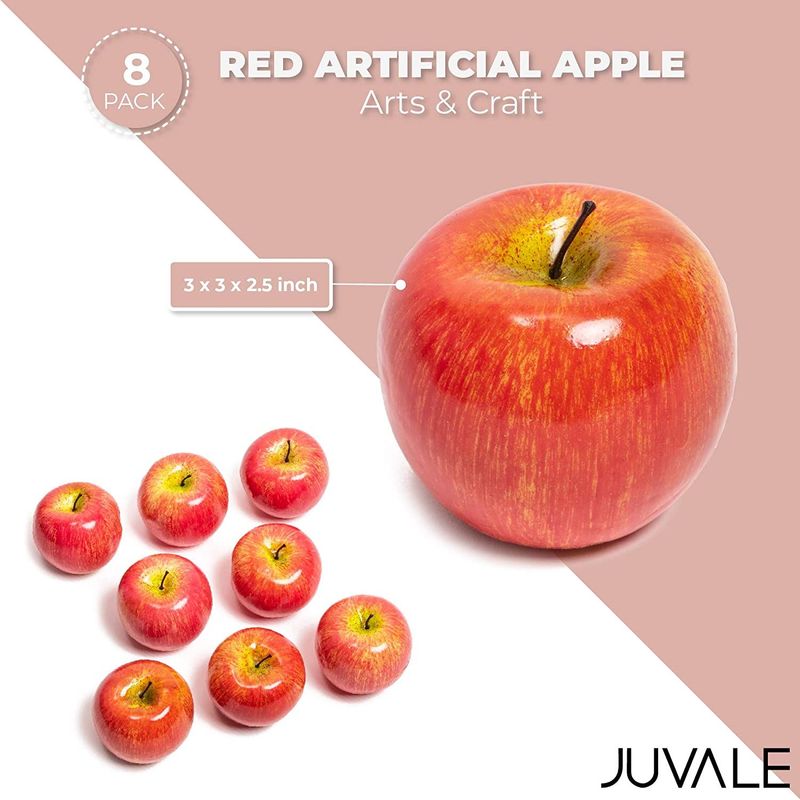 Juvale Artificial Red Apples, Faux Fruit Decor (2.5 Inches, 8 Pack)