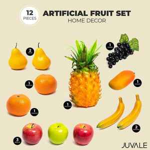 Juvale Artificial Fruit Set, Faux Fruit Decor (12 Pieces)
