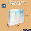 Reusable Grocery Tote Bag with Handles, Holographic (14 x 12 x 5 In, 24 Pack)