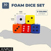 Foam Dice Set for Classroom (5 Colors, 1.2 in, 30 Pieces)