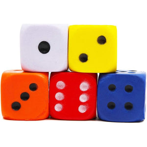 Foam Dice Set for Classroom (5 Colors, 1.2 in, 30 Pieces)