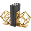 Metal Bookends, Geometric Non-Skid Book Holders (5 x 5.5 x 3.1 in)