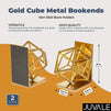 Metal Bookends, Geometric Non-Skid Book Holders (5 x 5.5 x 3.1 in)