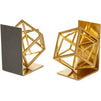 Metal Bookends, Geometric Non-Skid Book Holders (5 x 5.5 x 3.1 in)