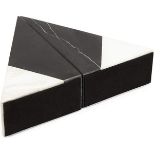 Black Marble Decorative Bookends for Shelves (3.9 x 6.3 x 2 in, 1 Pair)