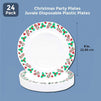 Christmas Party Plates, Reusable Party Supplies, Holly and Mistletoe Design (9 In, 24 Pack)