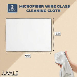 Microfiber Wine Glass Cleaning Cloths, Lint Free (27.5 x 20 in, White, 2 Pack)