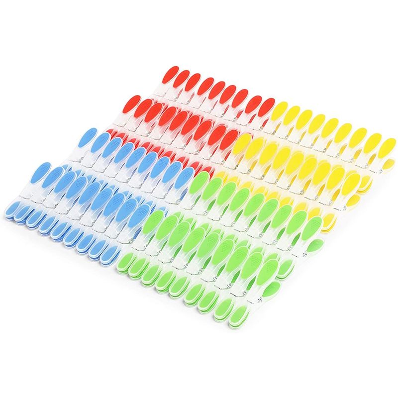 Juvale Plastic Clothespins for Laundry, Clips in 4 Colors (3.3 in, 72 Pack)