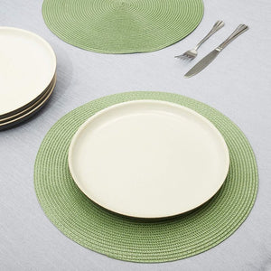 Juvale Round Woven Placemats (Green, 15 in, 4 Pack)