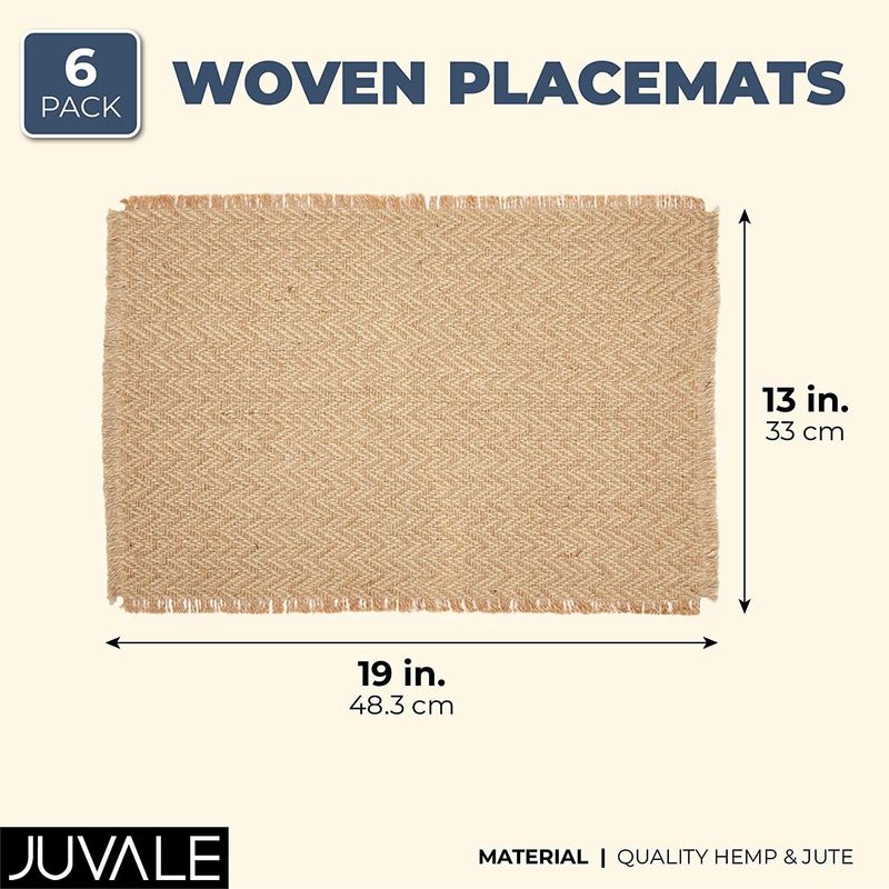 Woven Placemats for Dining Table, Boho Home Décor (19 x 13 in, 6 Pack)
