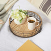 Round Wooden Wire Basket Trays with Handles, Farmhouse Decor (2 Sizes, 2 Pack)