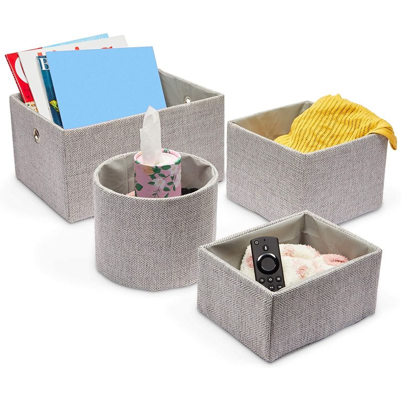 Juvale Toilet Paper Storage Basket for Bathroom Organizing, Rectangular Bin  for Fabric Storage, Counter (Gray, 16 x 6 x 5.5 In)