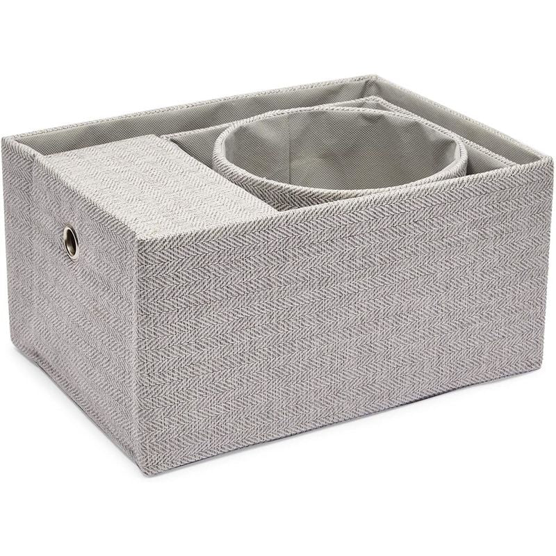 Juvale Toilet Paper Storage Basket for Bathroom Organizing, Rectangular Bin for Fabric Storage, Counter (Gray, 16 x 6 x 5.5 in)