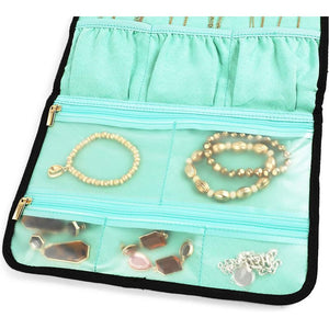Hanging Jewelry Organizer for Traveling (10 x 21.7 in, Green)