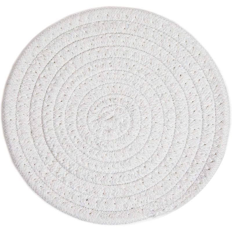 Cotton Trivet Potholder Set, Round Coasters in 4 Colors (7 Inches, 4 Pack)