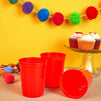 Red Stadium Cups, Reusable Plastic Party Tumblers (16 oz, 16 Pack)