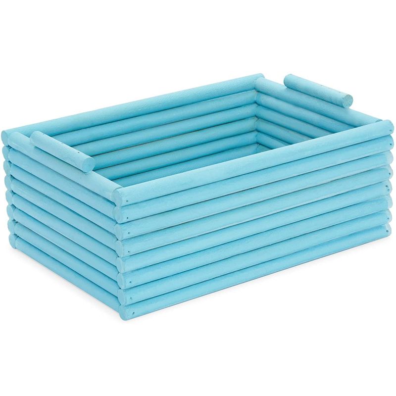 Blue Wooden Crate Nesting Boxes for Storage (3 Sizes, 3 Pieces)
