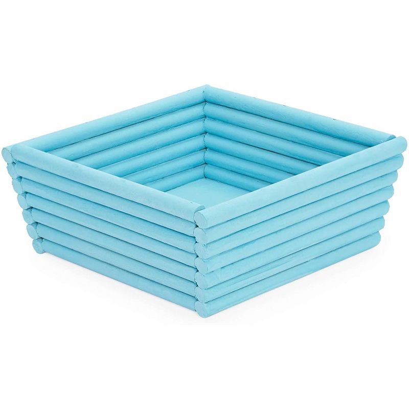 Blue Wooden Crate Nesting Boxes for Storage, Angled Design (3 Sizes, 3 Pieces)