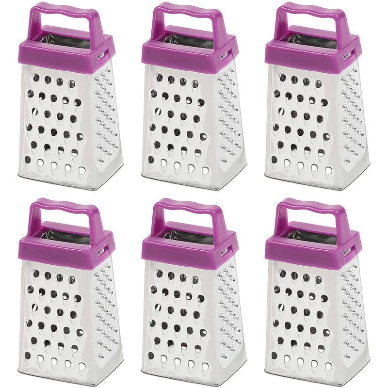 Novelty Mini Stainless Steel Cheese Grater Set (1.5 x 2.9 x 1.15 Inches, 6 Pack)