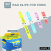 Bag Clips Set for Kitchen, Food, Chips (4 Sizes, 50 Pieces)