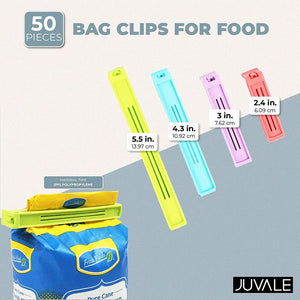 Bag Clips Set for Kitchen, Food, Chips (4 Sizes, 50 Pieces)