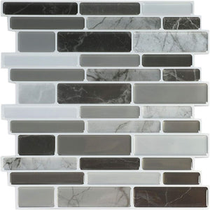 Peel and Stick Backsplash, Grey 3D Marble Tiles for Kitchen (10 x 10 in, 12 Pack)