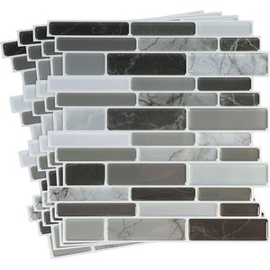 Peel and Stick Backsplash, Grey 3D Marble Tiles for Kitchen (10 x 10 in, 12 Pack)