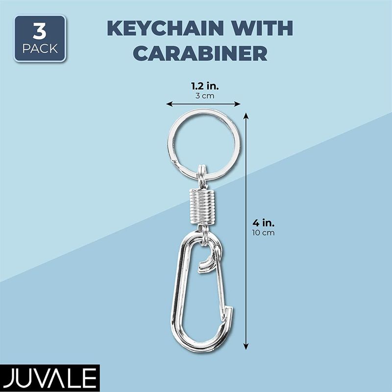 Keychain Clip with Carabiner, Stainless Steel (4 Inches, 3 Pack)