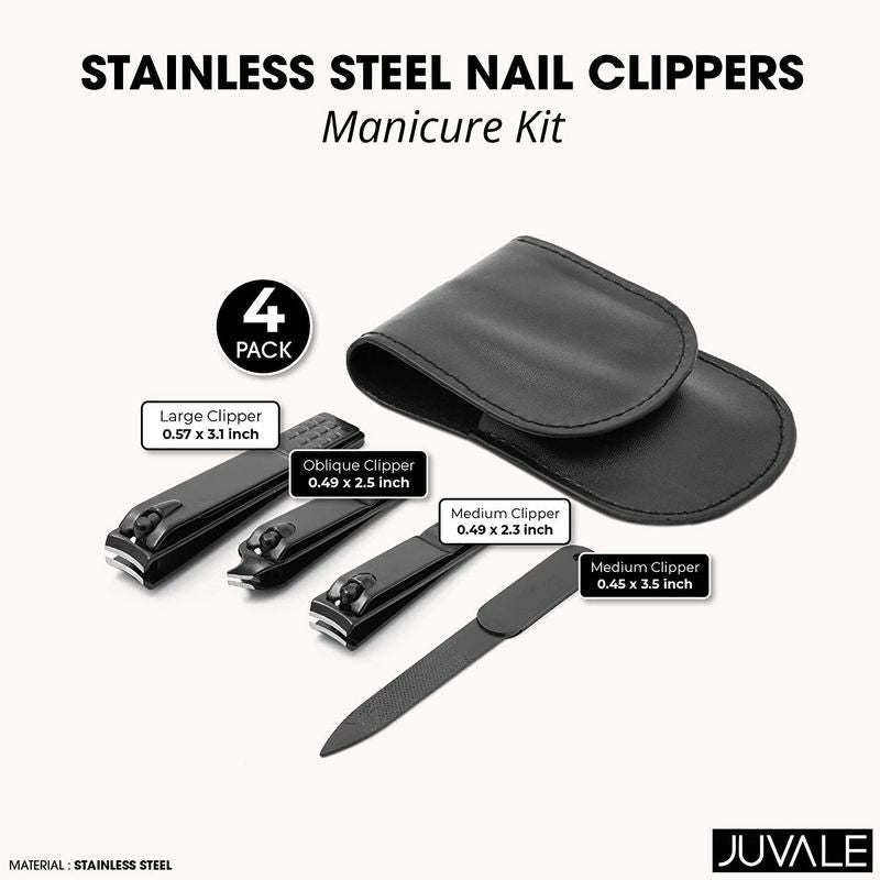 Nail Clippers Set, Stainless Steel Manicure Kit (4 Pieces)
