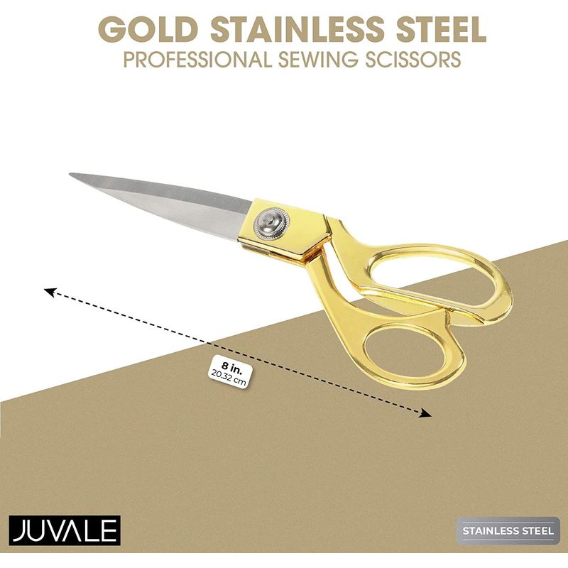 Gold Stainless Steel Sewing Scissors for Quilting, Fabric Crafts (8 Inches)