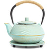 Green Cast Iron Japanese Teapot with Handle, Infuser, and Trivet (550 ml, 18.5 oz)