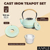 Green Cast Iron Japanese Teapot with Handle, Infuser, and Trivet (550 ml, 18.5 oz)