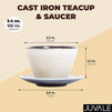 White Cast Iron Tea Cup and Saucer (100ml, 3.38 oz)