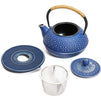 Blue Cast Iron Japanese Teapot with Handle, Infuser, and Trivet (800 ml, 27 oz)