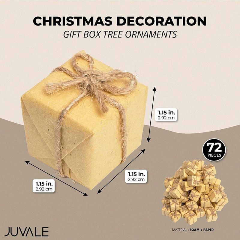 Juvale Mini Christmas Decorations, Small Rustic Present Boxes (Brown, 72 Pack)
