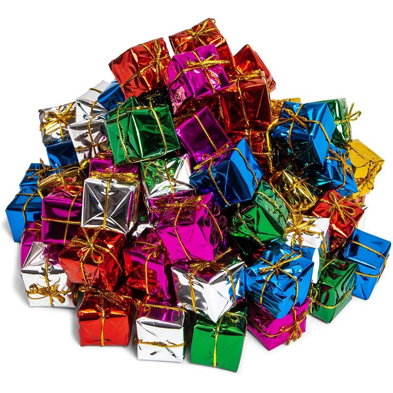 Mini Ornaments, Holiday Table Decor (6 Colors, 1.15 in, 96 Pack)