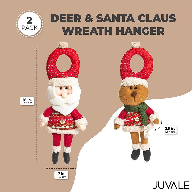 Santa Claus and Reindeer Door Hanger for Christmas (18 in, 2 Pack)