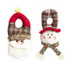 Christmas Door Knob Hanger for Front Door, Santa and Snowman (Buffalo Plaid, 2 Pieces)