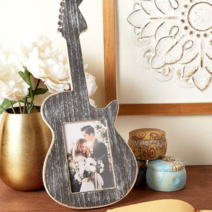 Juvale Wooden Guitar Picture Frame for 3 x 5 Inch Photos (12 x 17 x 1 Inches)