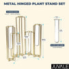 Metal Hinged Plant Stand Set with Glass Test Tube Vases (Gold, 6 Pieces)