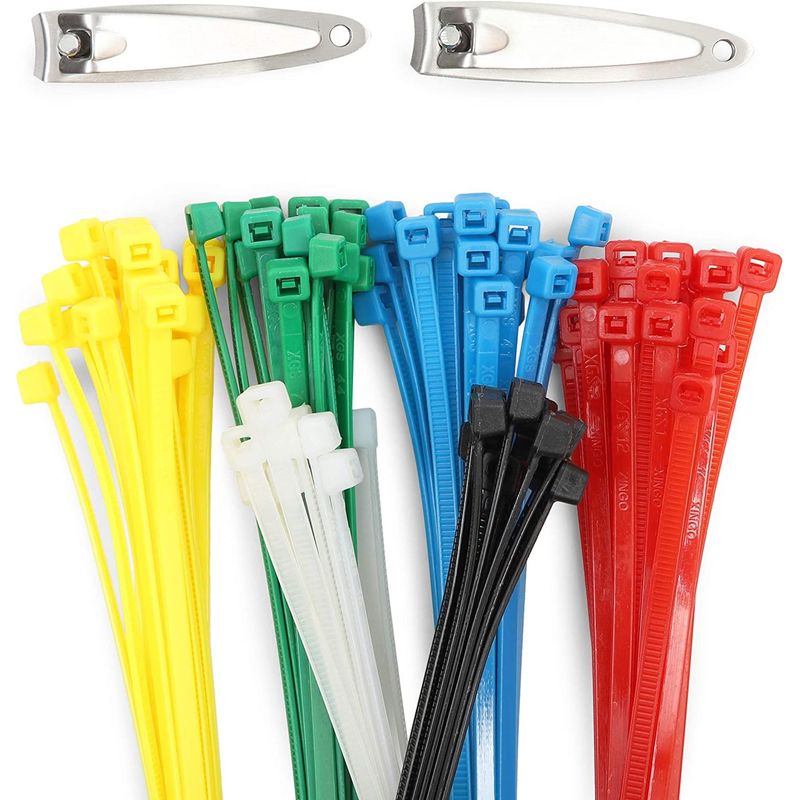 Colorful Zip Ties with 2 Removal Clippers, Perfect Luggage Identifier (7.7 in, 100 Pack)