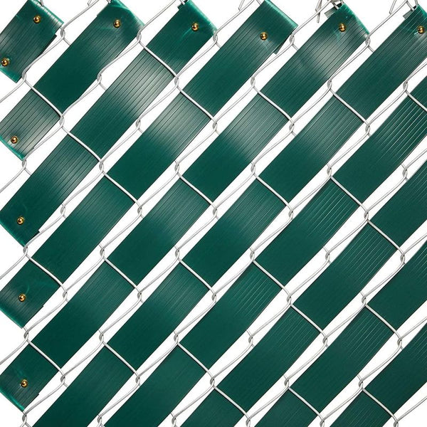 Juvale Chain Link Fence Slats, Privacy Tape with Brass Fasteners (Green, 1.8 in x 250 Ft)