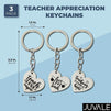 Teacher Heart Keychains, Thank You Appreciation Gifts (Stainless Steel, 3 Pack)